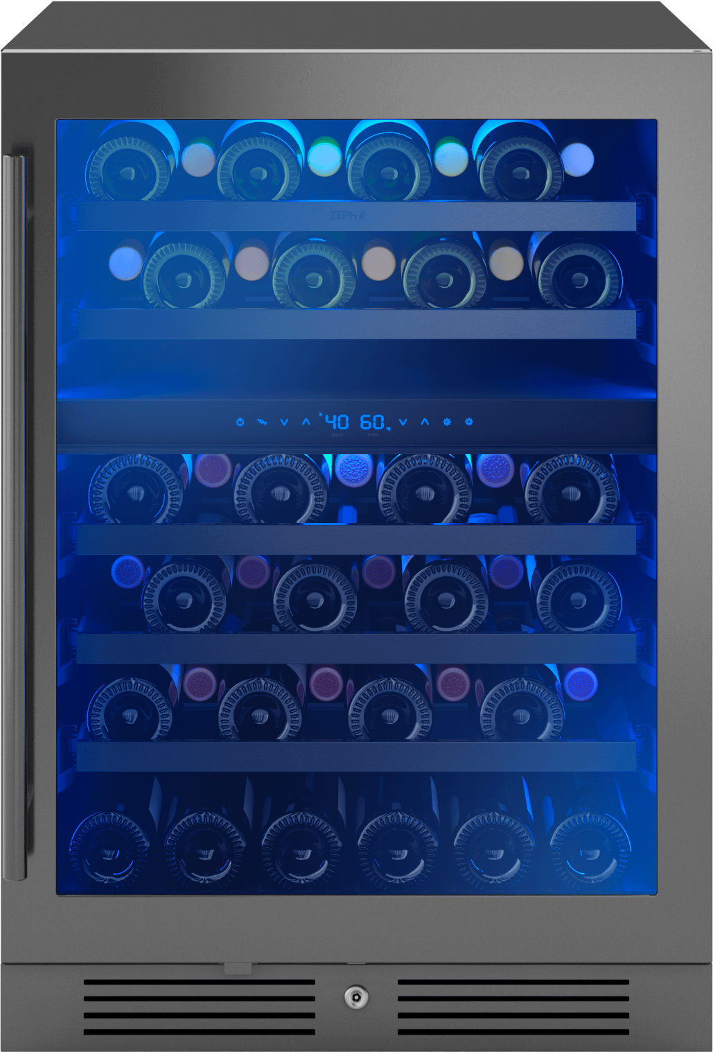 ZEPHYR PRW24C02CBSG Zephyr 24"" Black Stainless Dual Zone Wine Cooler