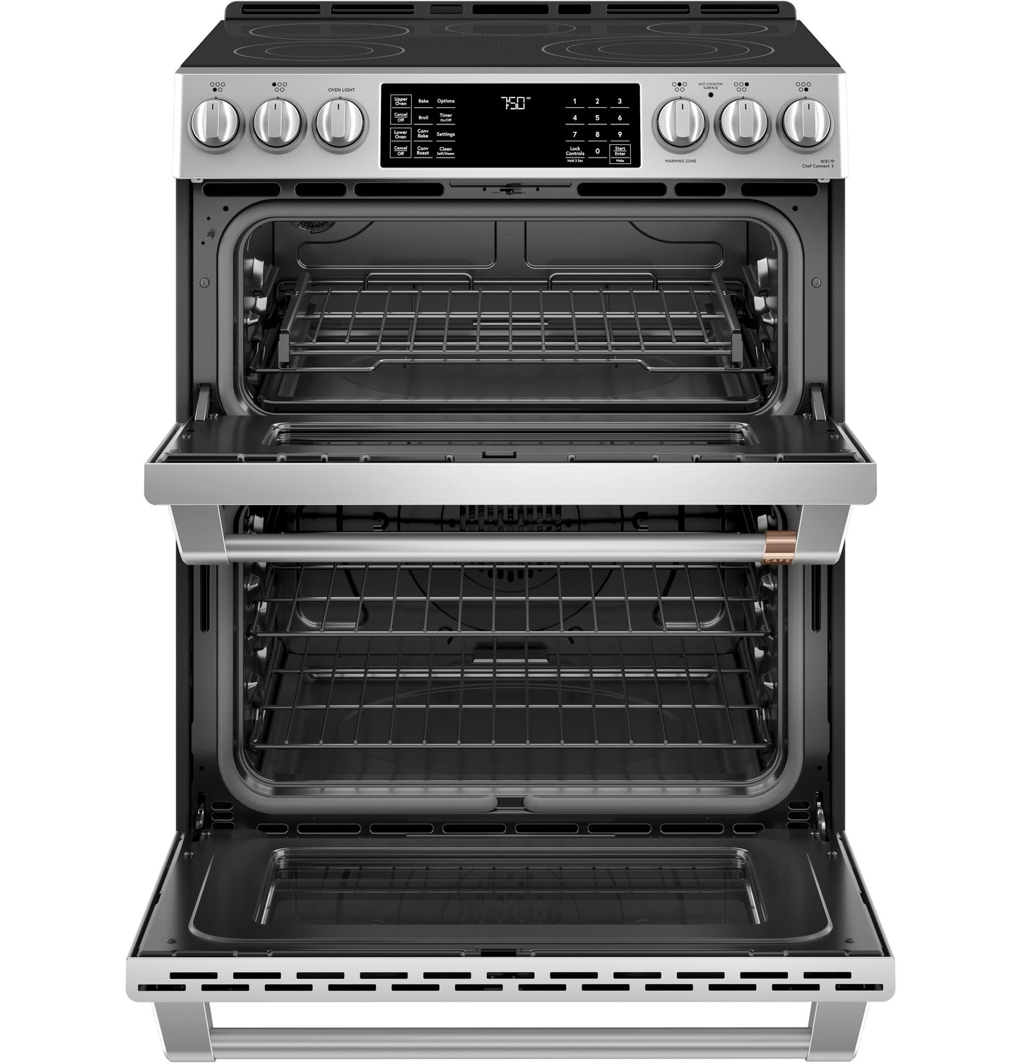 CAFE CES750P2MS1 Cafe 30"" Slide-in Front Control Radiant and Convection DOUBLE...