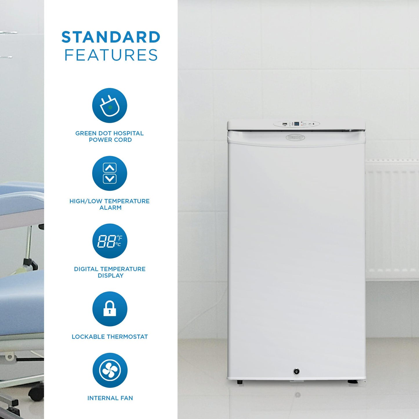 DANBY DH032A1W Danby Health 3.2 Cu. Ft Compact Refrigerator Medical and Clinical