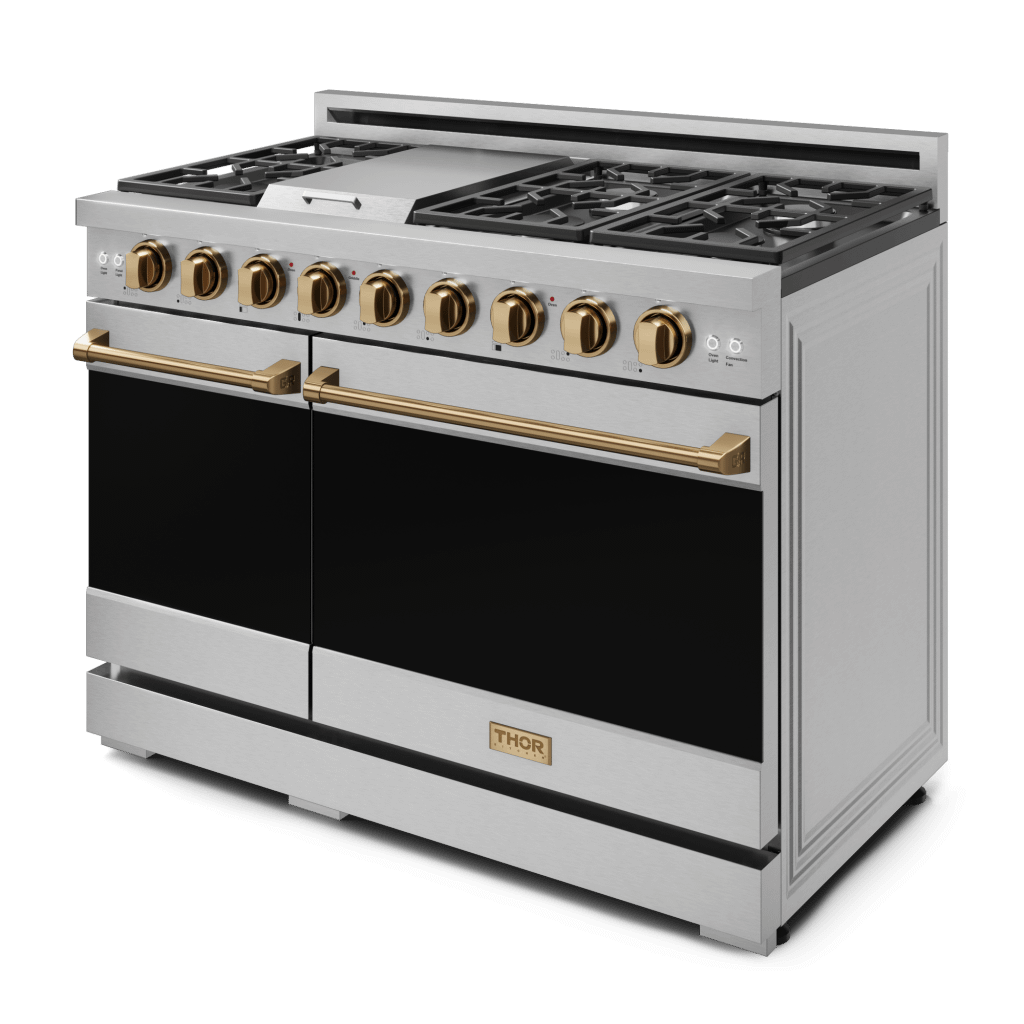 THOR KITCHEN RSG48ELPBRZ 48 Inch Professional Lp Range With Tilt Panel Touch Control In STAI...