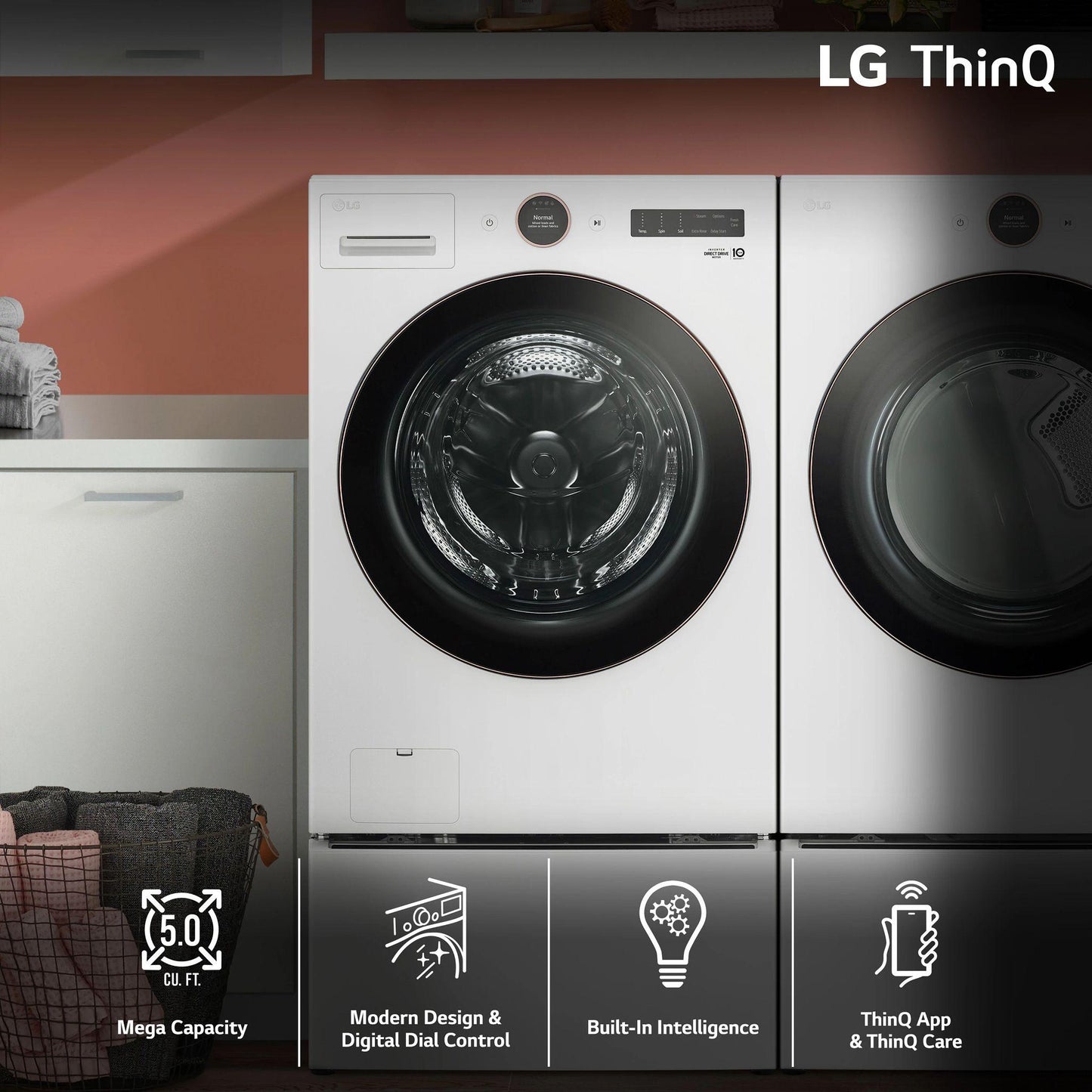 LG WM6500HWA 5.0 Cu. Ft. MEGA Capacity Smart Front Load Energy Star Washer With ...