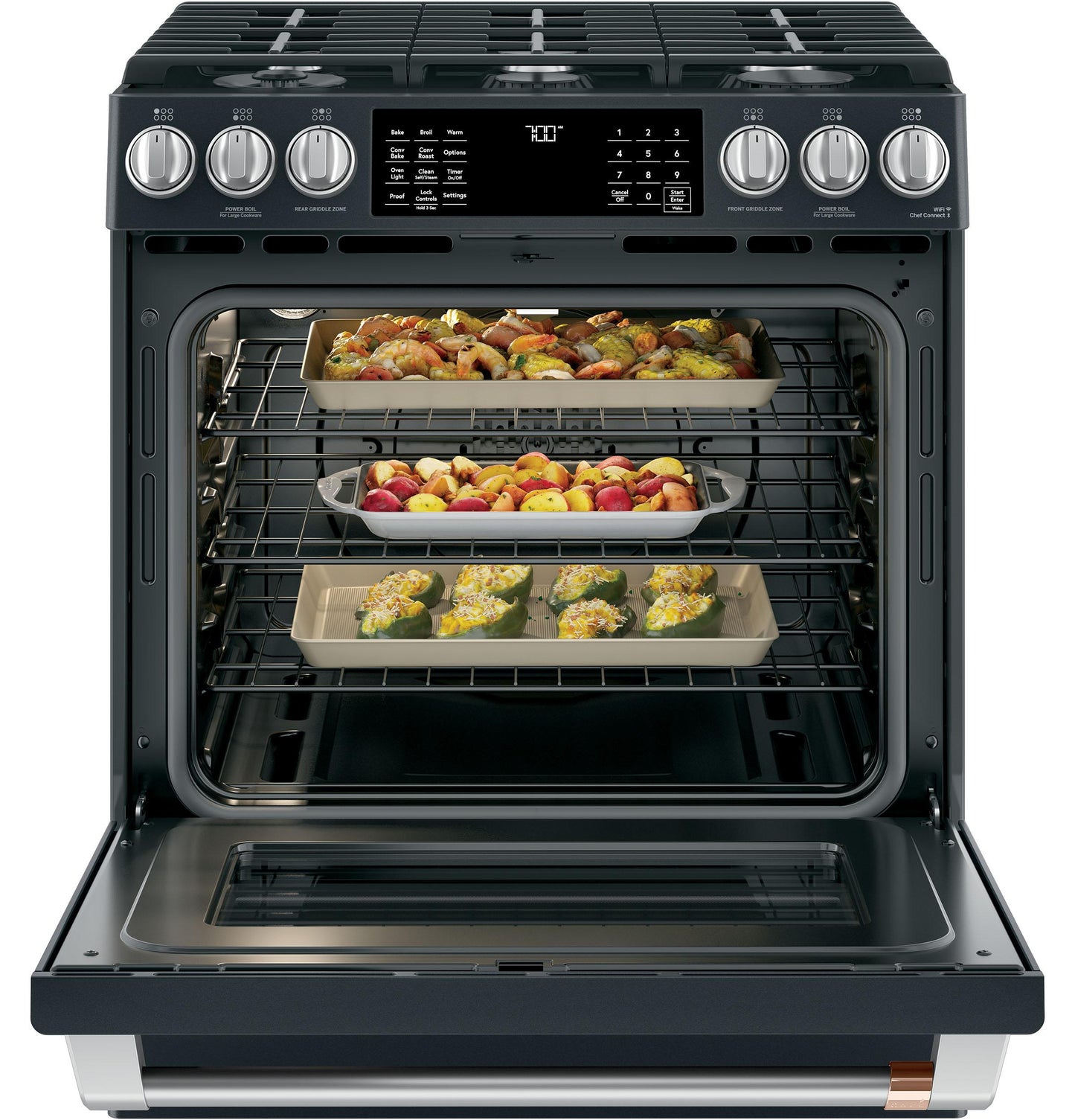 CAFE CGS700P3MD1 Cafe 30"" Slide-in Front Control Gas Oven With Convection RANG...