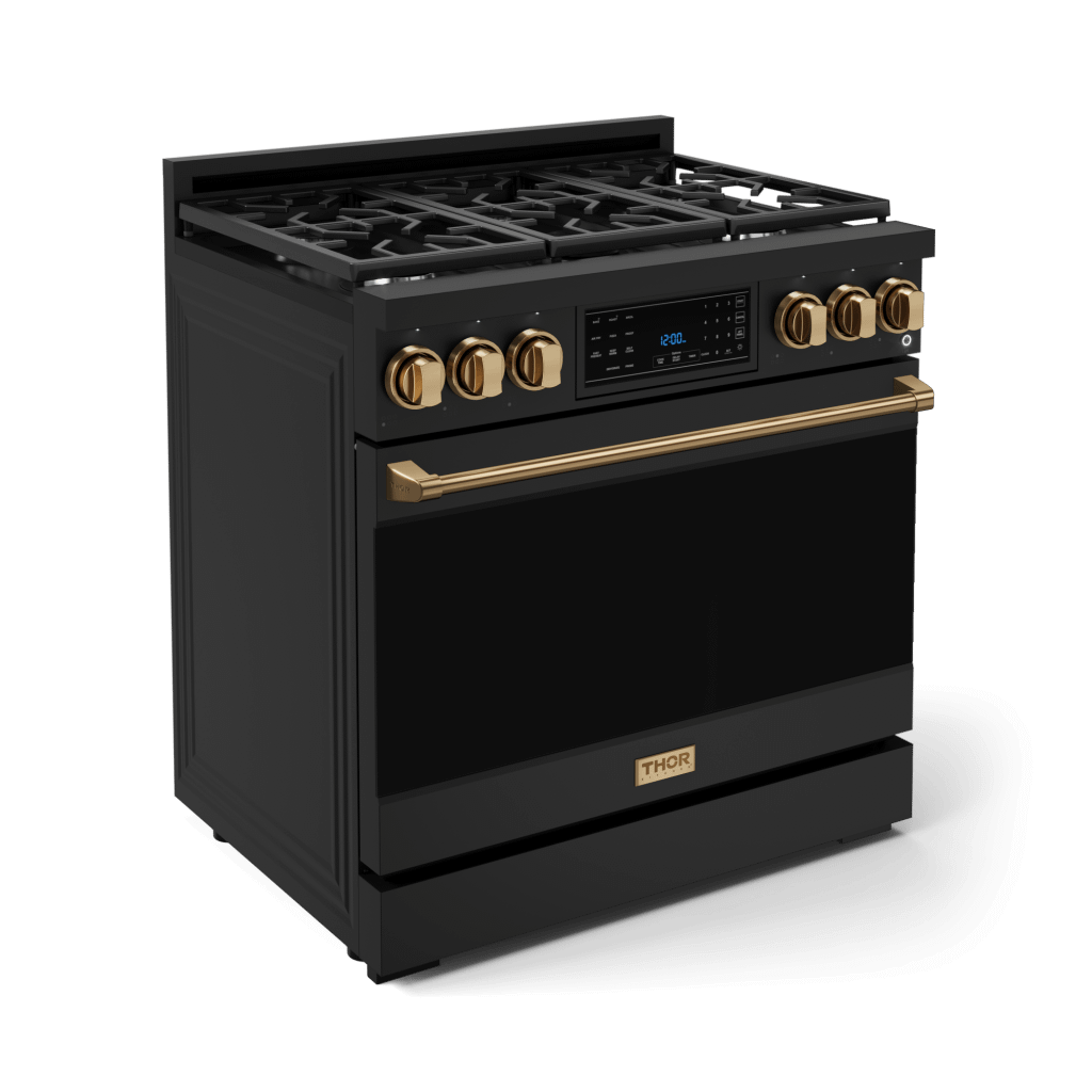 THOR KITCHEN RSG36BBRZ 36 Inch Professional Gas Range With Tilt Panel Touch Control In BLA...