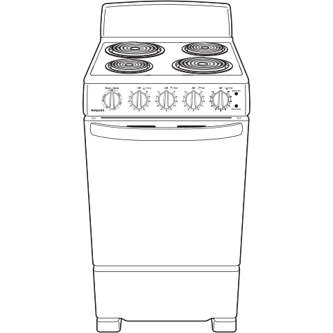 HOTPOINT RAS200DMWW Hotpoint 20"" Electric Free-standing Front-control Electric Range