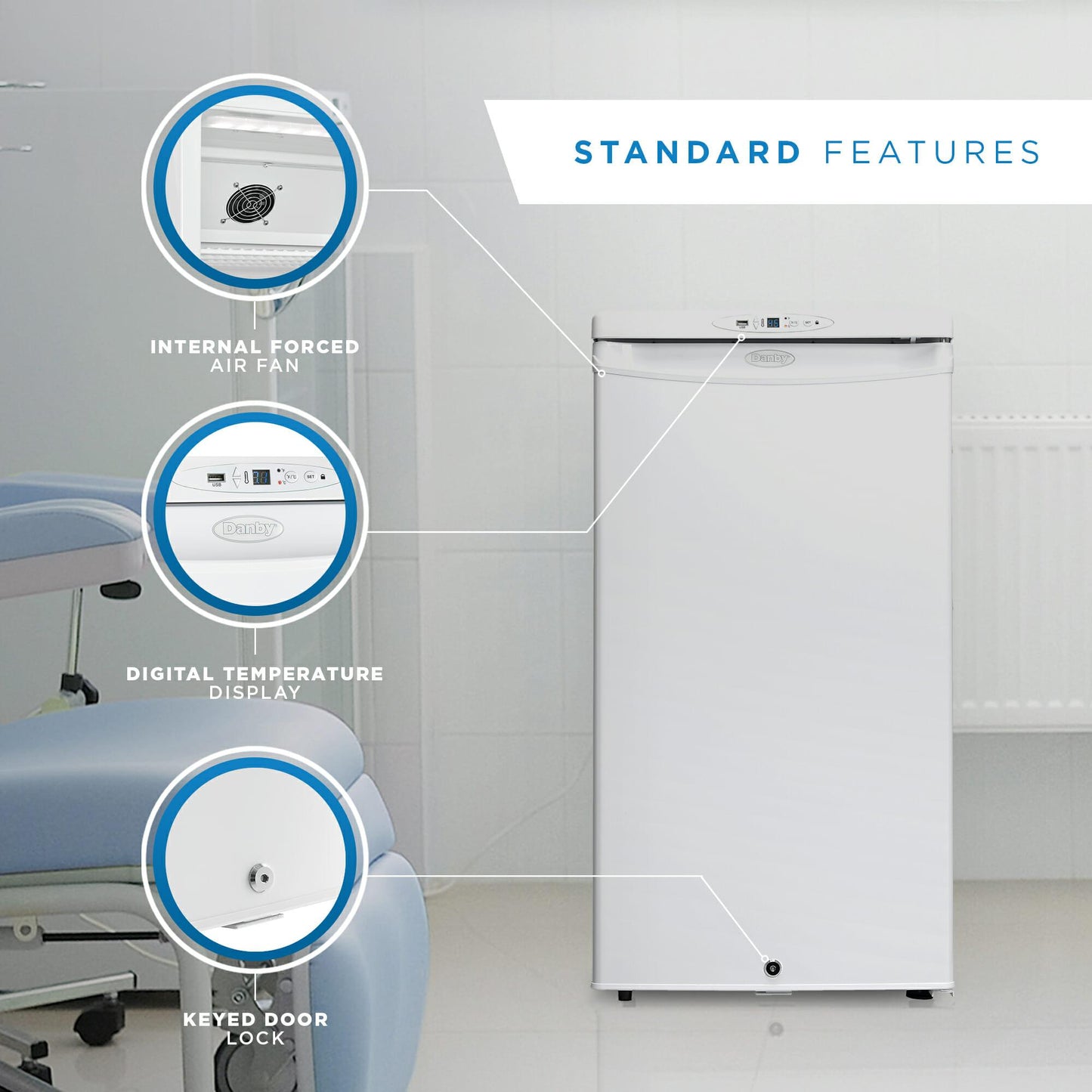 DANBY DH032A1W Danby Health 3.2 Cu. Ft Compact Refrigerator Medical and Clinical