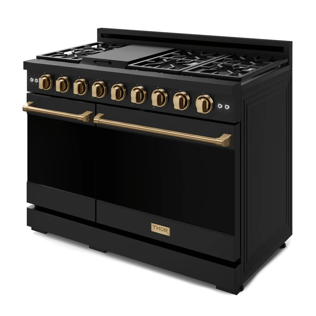 THOR KITCHEN RSG48EBLPBRZ 48 Inch Professional Lp Range With Tilt Panel Touch Control In BLAC...