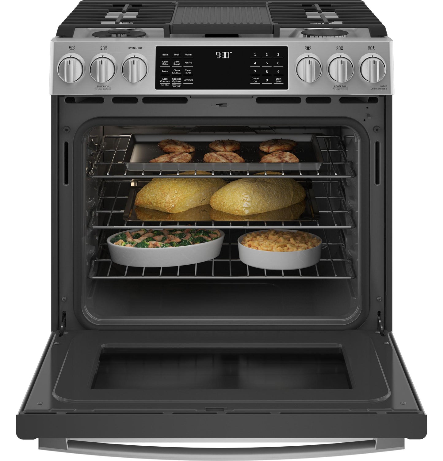 GE APPLIANCES P2S930YPFS GE Profile 30"" Smart Dual Fuel Slide-in Front-control FINGERPRI...
