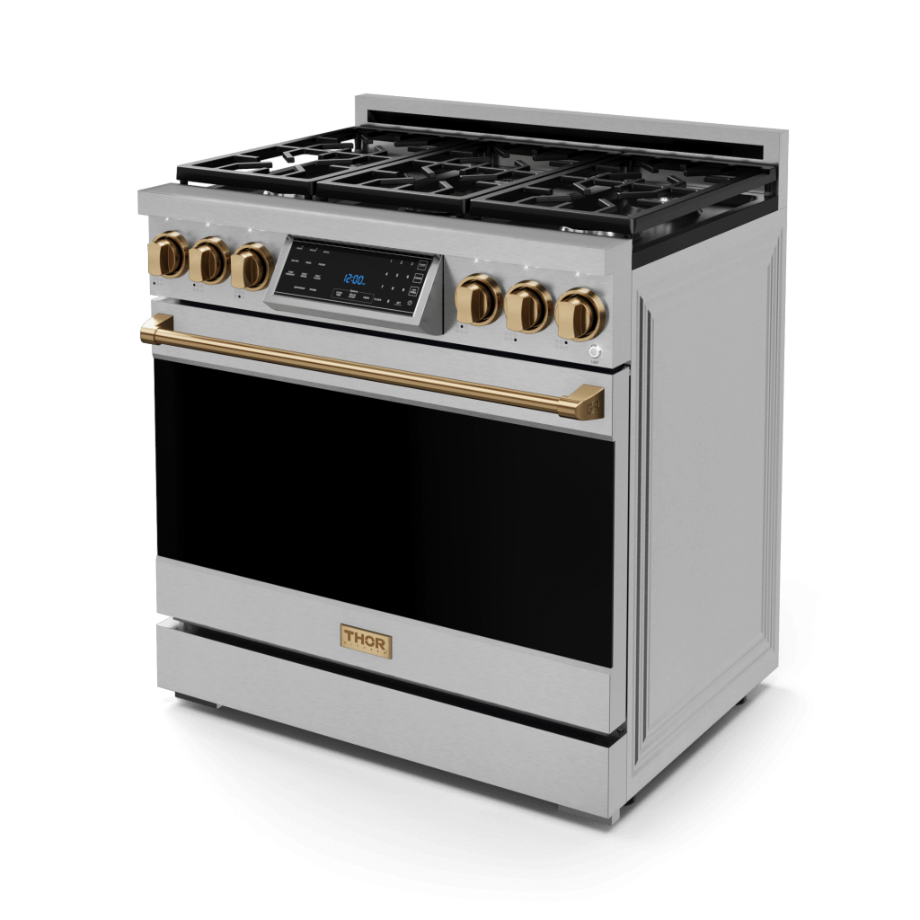 THOR KITCHEN RSG36BRZ 36 Inch Professional Gas Range With Tilt Panel Touch Control In STA...