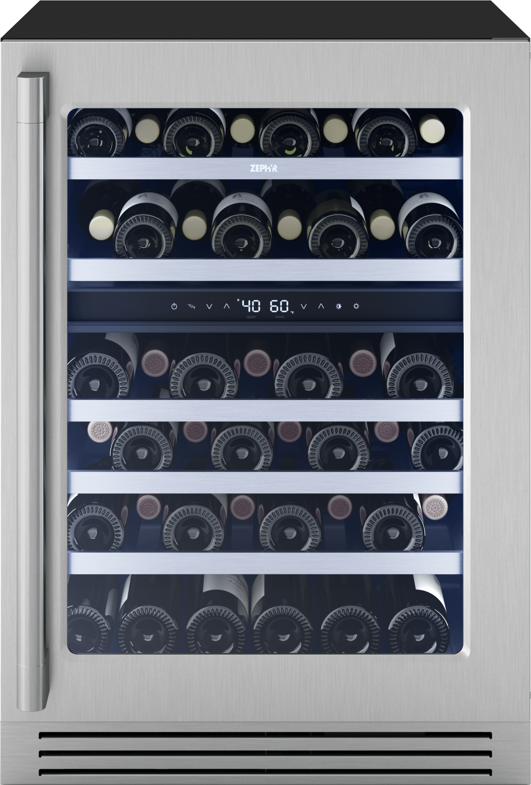 ZEPHYR PRPW24C02CG Presrv Pro Wine Cooler, 24in Under Cabinet, Ss+glass, Reverse Door, ...