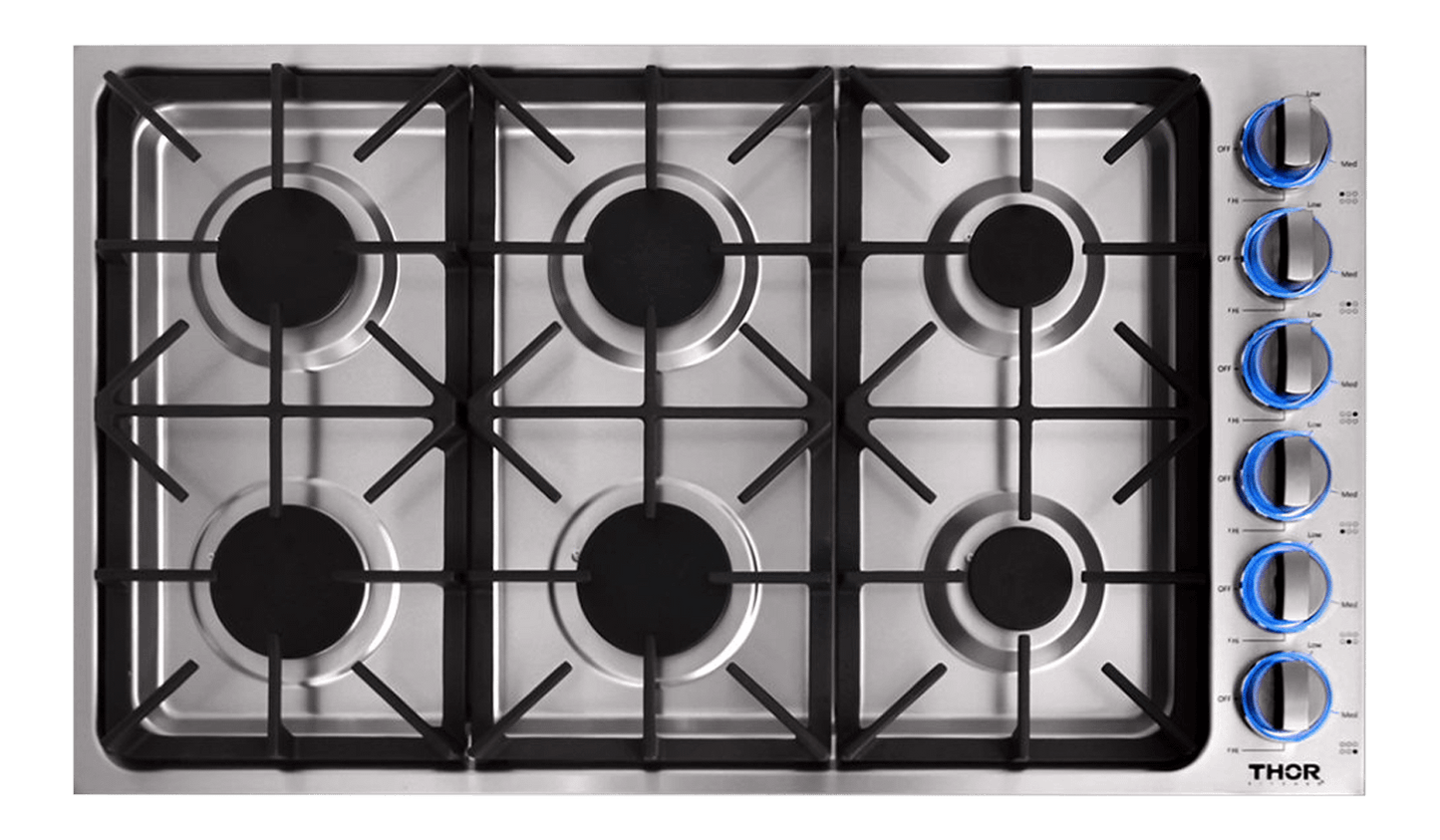 THOR KITCHEN TGC3601 36 Inch Professional Drop-in Gas Cooktop With Six Burners In STAINL...