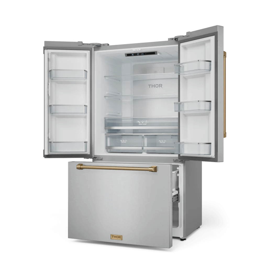 THOR KITCHEN RF3621CTD99BRZ 36 Inch 20.3 Cu Ft French Door Counter Depth Refrigerator With Ice ...