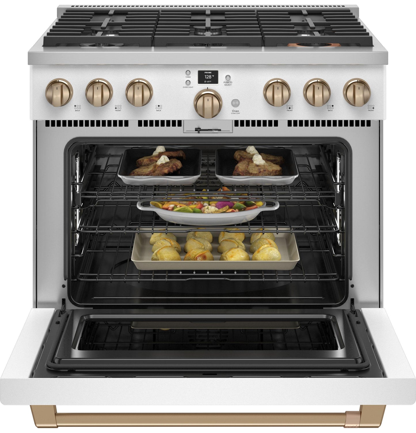 CAFE C2Y366P4TW2 Cafe 36"" Smart Dual-fuel Commercial-style Range With 6 BURNER...