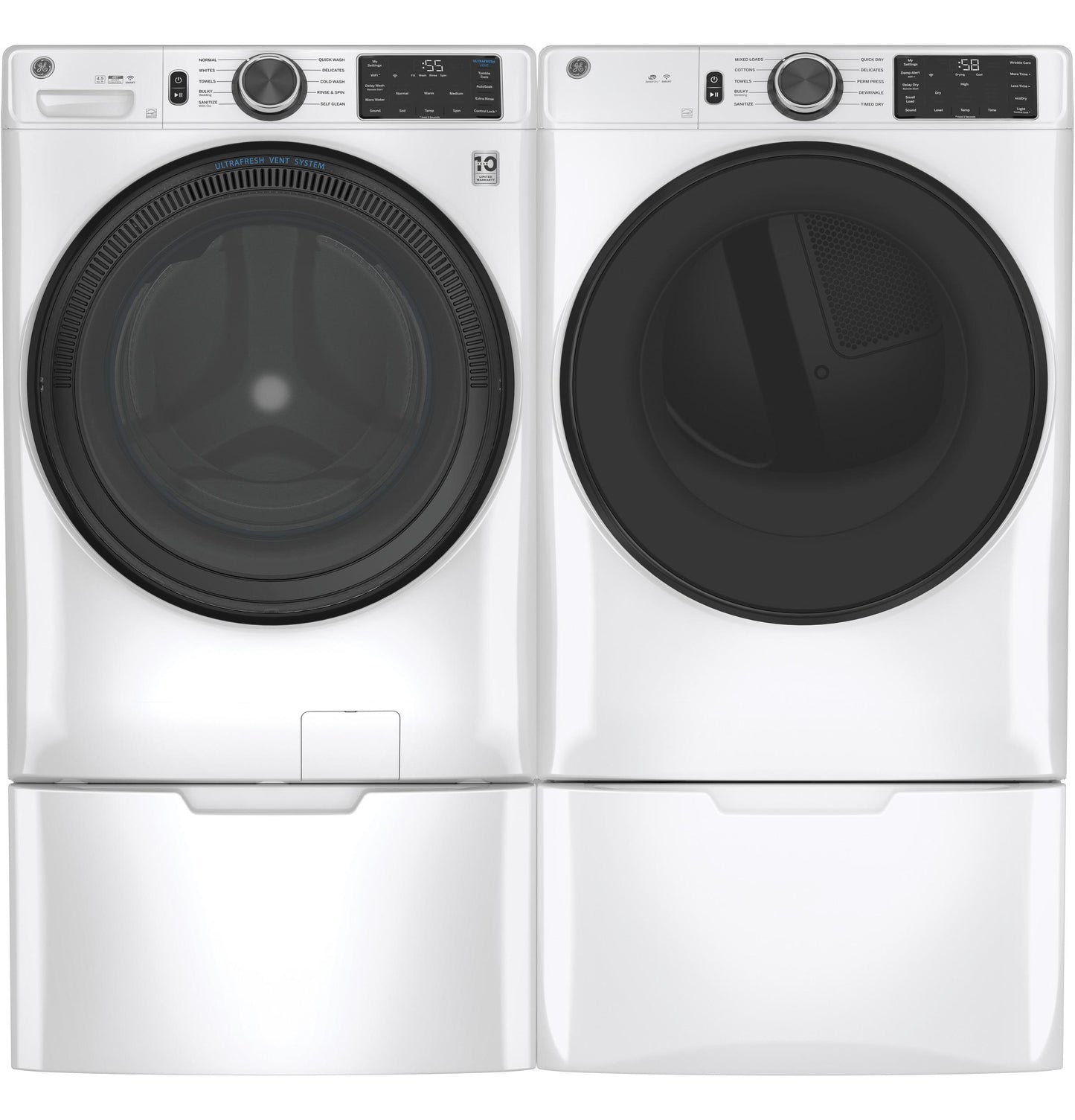 GE APPLIANCES GFD55ESSNWW Ge 7.8 Cu. Ft. Capacity Smart Front Load Electric Dryer