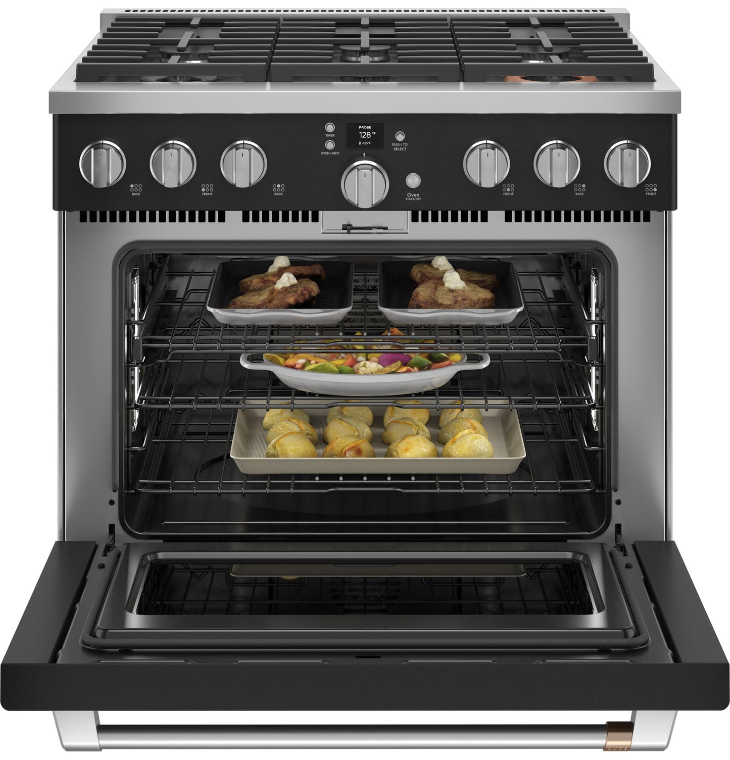 CAFE C2Y366P3TD1 Cafe 36"" Smart Dual-fuel Commercial-style Range With 6 BURNER...