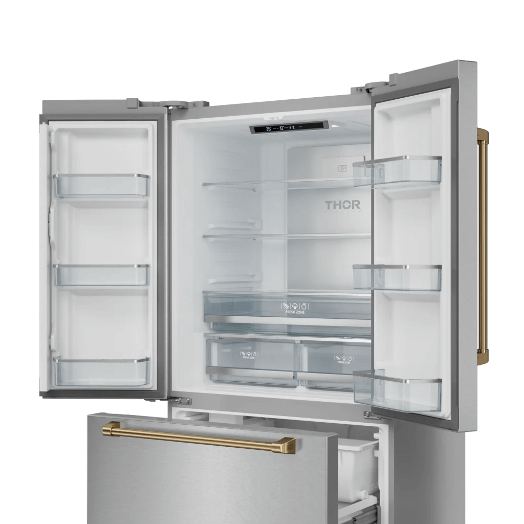THOR KITCHEN RF3621CTD99BRZ 36 Inch 20.3 Cu Ft French Door Counter Depth Refrigerator With Ice ...