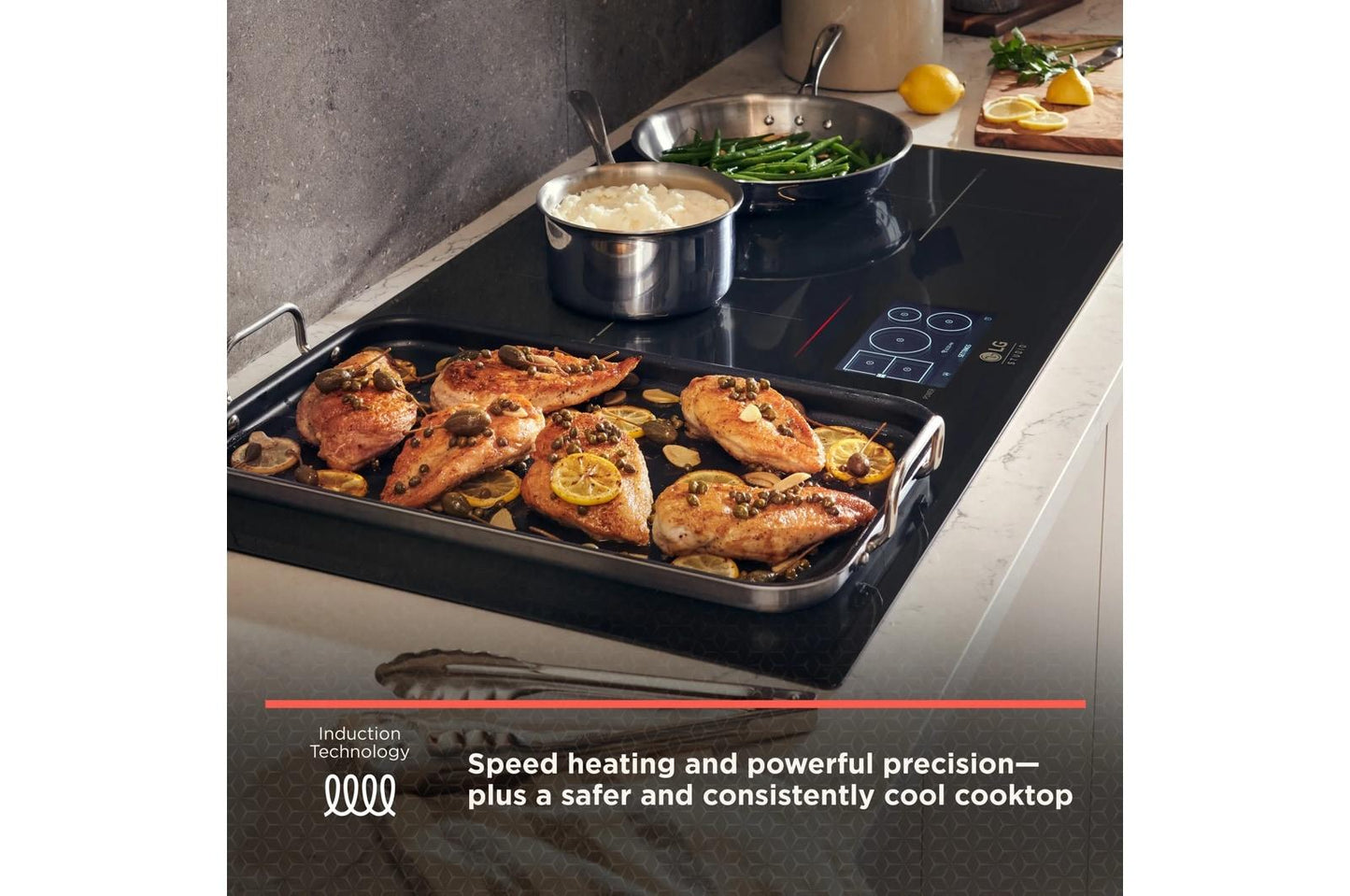 LG CBIS3618BE LG Studio 36"" Induction Cooktop With 5 Burners and Flex Cooking Zone