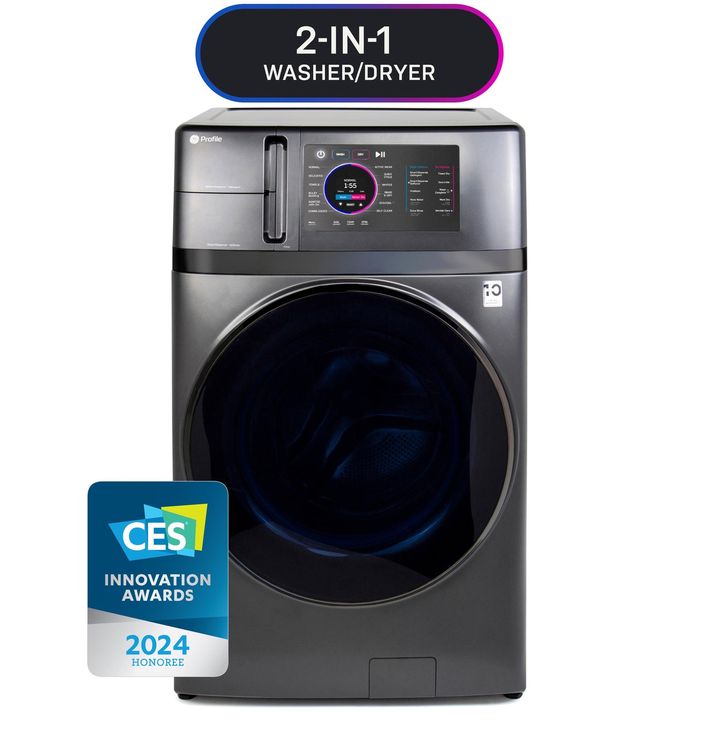 GE APPLIANCES PFQ97HSPVDS GE Profile 4.8 Cu. Ft. Capacity Ultrafast Combo With Ventless H...