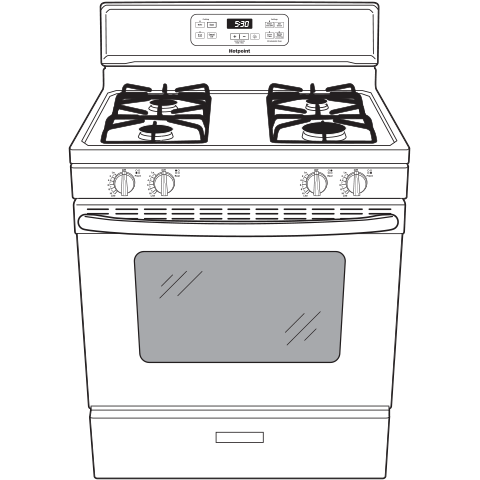 HOTPOINT RGBS400DMWW Hotpoint 30"" Free-standing Standard Clean Gas Range