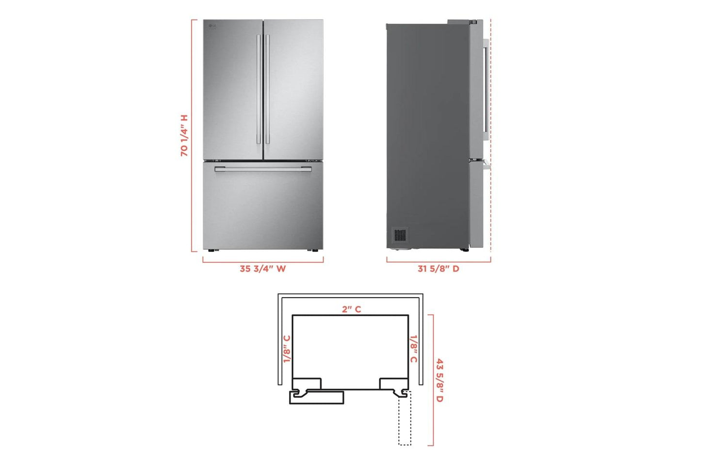 LG SRFB27S3 LG Studio 27 Cu. Ft. Smart Counter-depth Max French Door REFRIG...