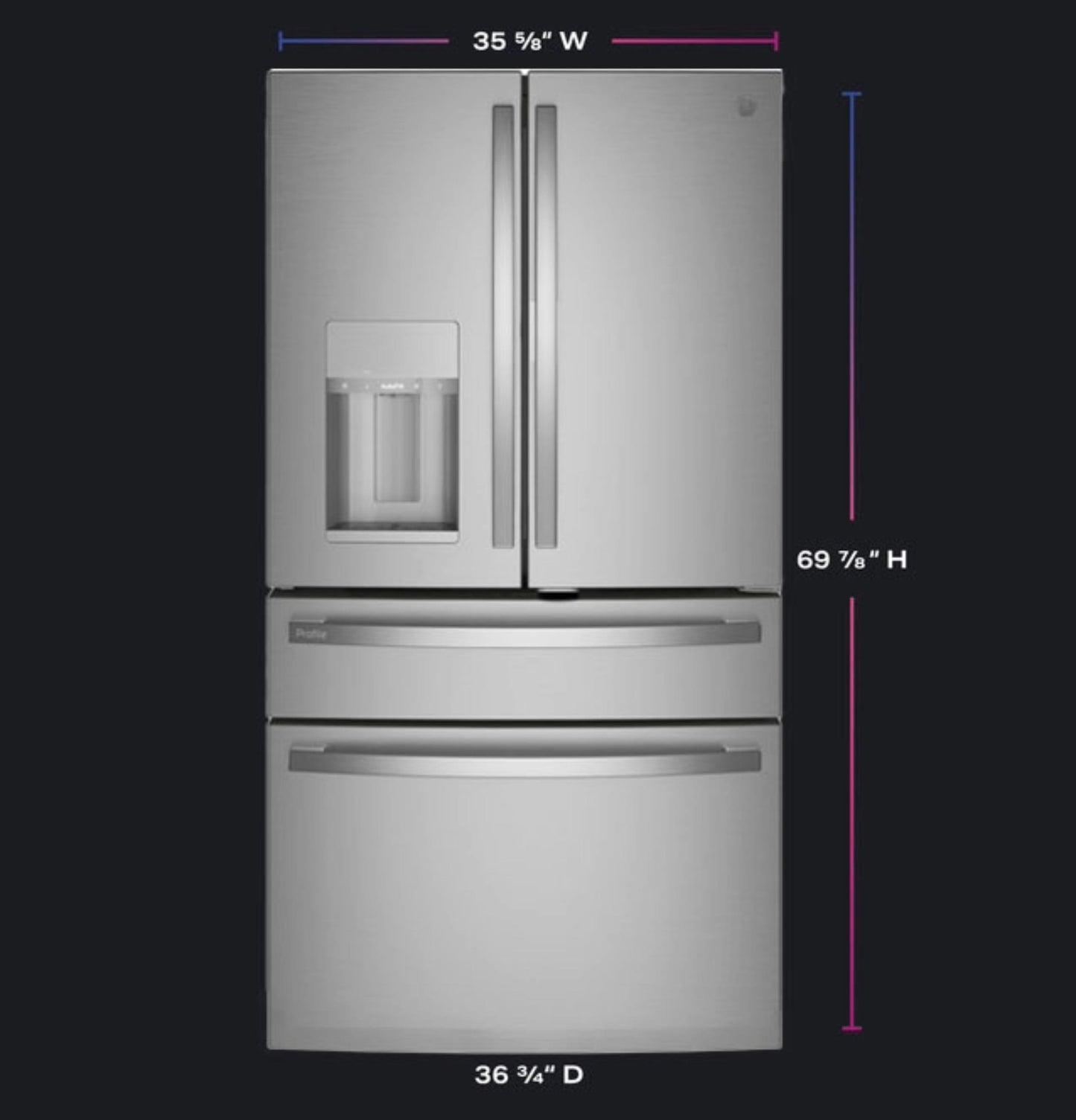 GE APPLIANCES PVD28BYNFS GE Profile 27.6 Cu. Ft. 4-door French-door Refrigerator With DO...