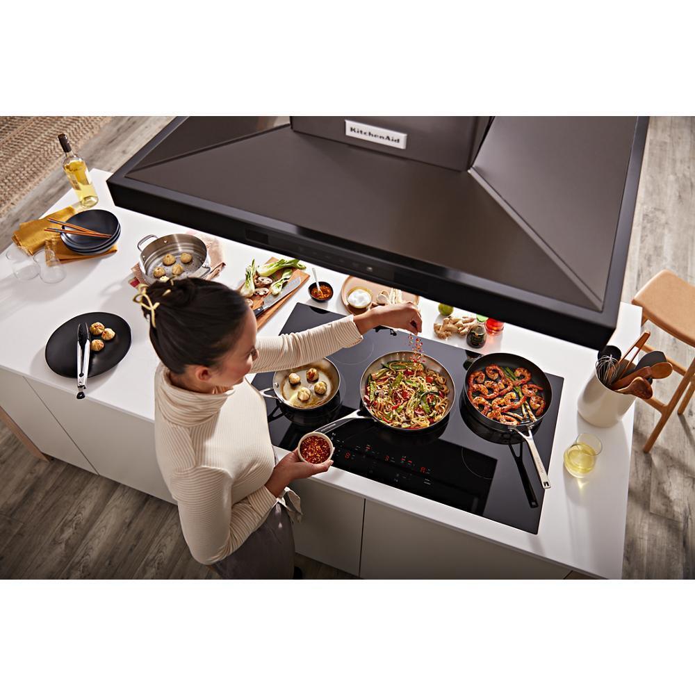 KITCHENAID KVIB606DBS Black-on-stainless Kitchenaid 36"" Island-mount, 3-speed Canopy Hood