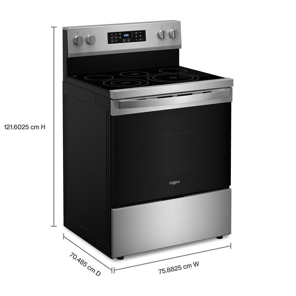 WHIRLPOOL WFES5030RS 30-inch Electric Range With Air Fry and Air Baking, Self Cleaning, ...