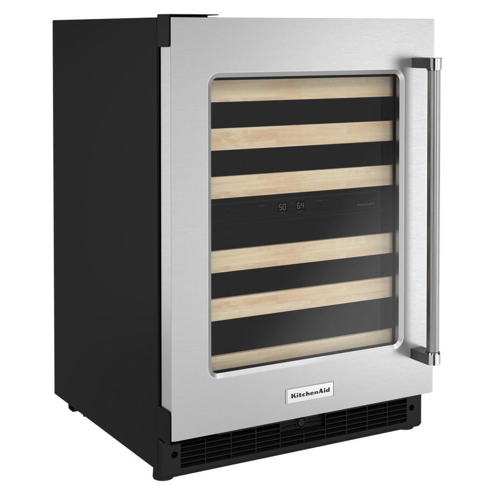 KITCHENAID KUWL214KSB 24"" Undercounter Wine Cellar With Glass Door and Wood-front Racks -...