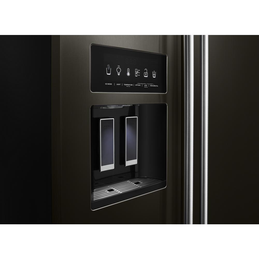 KITCHENAID KRSF705HBS 24.8 Cu Ft. Side-by-side Refrigerator With Exterior Ice and Water A...