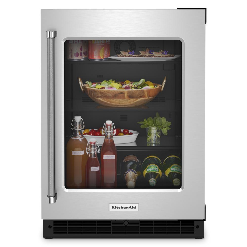 KITCHENAID KURR214KSB 24"" Undercounter Refrigerator With Glass Door - Black CABINET/STAIN...