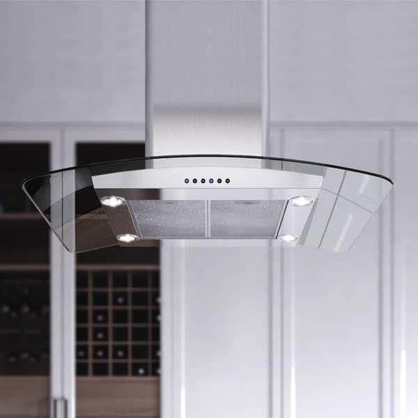XO APPLIANCE XOMI42GC XO Appliance 42"" 600/395 Cfm Island Hood Stainless/glass