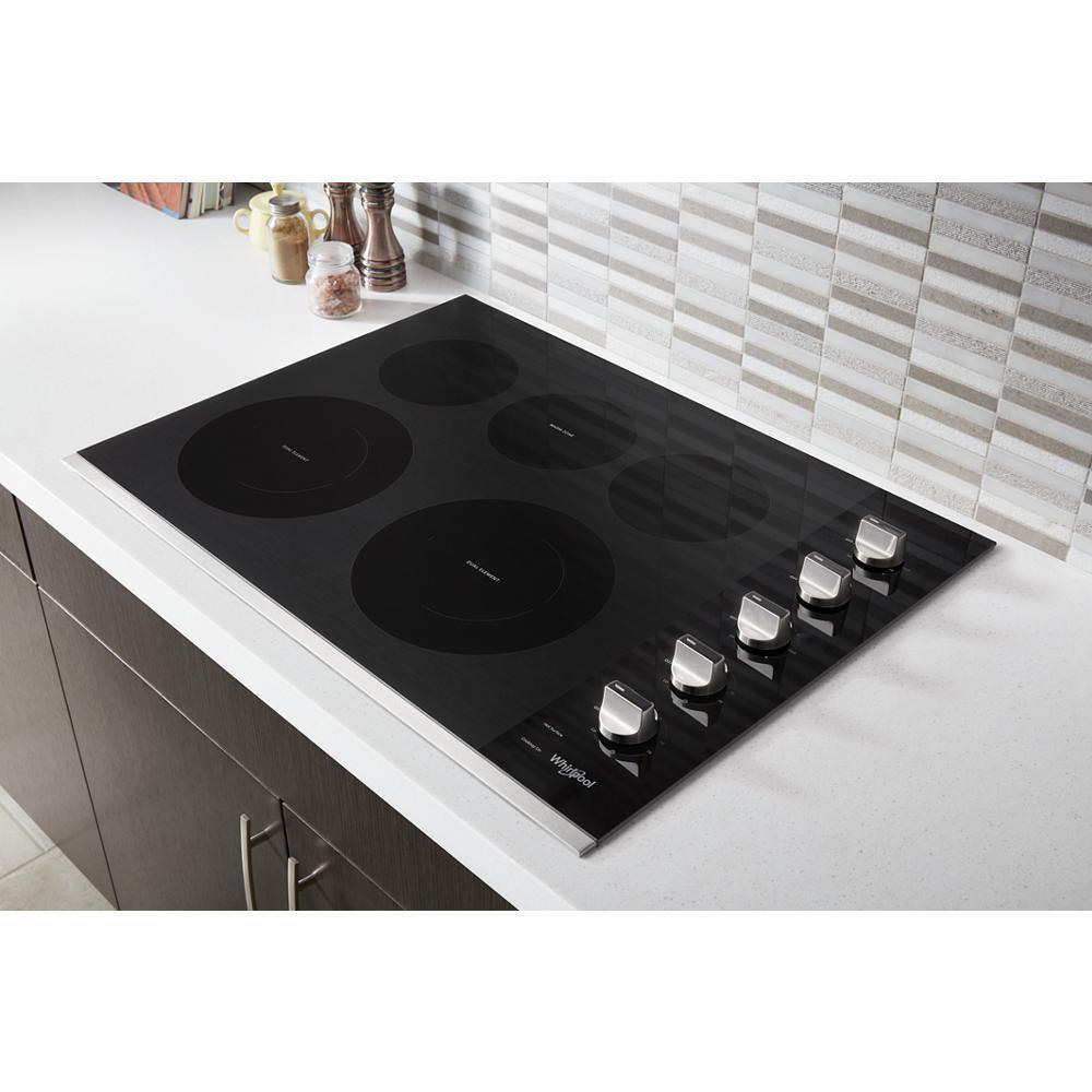 WHIRLPOOL WCE77US0HS 30-inch Electric Ceramic Glass Cooktop With Two Dual Radiant Elements