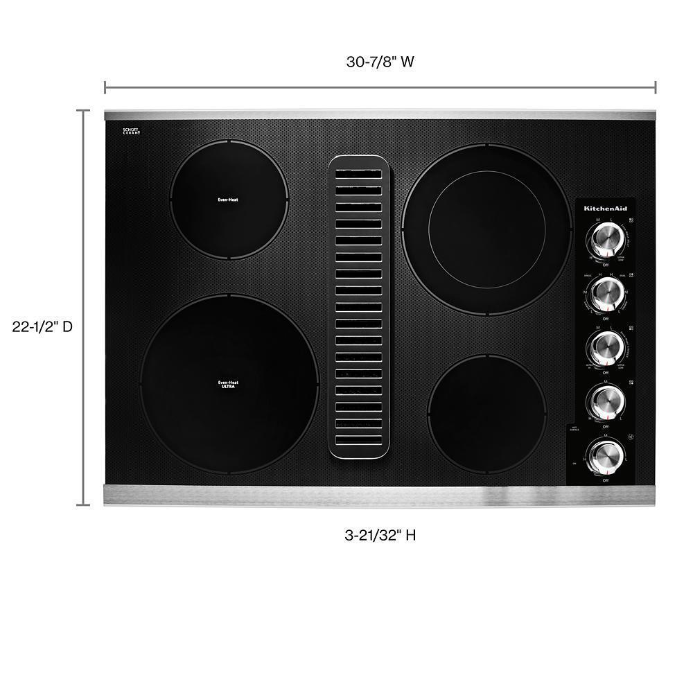 KITCHENAID KCED600GSS 30"" Electric Downdraft Cooktop With 4 Elements - Stainless Steel