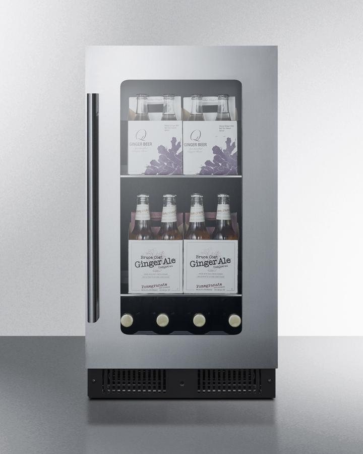 SUMMIT CL181WBV 18"" Wide Built-in Beverage Center With Seamless Stainless Steel TRI...