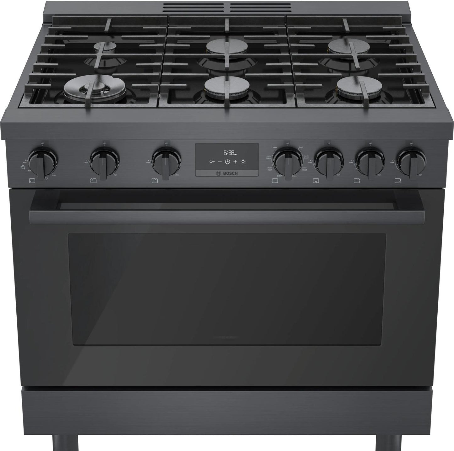 BOSCH HDS8645U 800 Series Dual Fuel Freestanding Range 36'' Black Stainless Steel ...