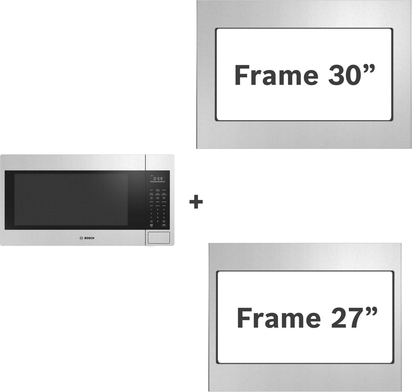 BOSCH HMB30155UC 300 Series Built-in Microwave Oven 24"" Left Sideopening Door, STAIN...