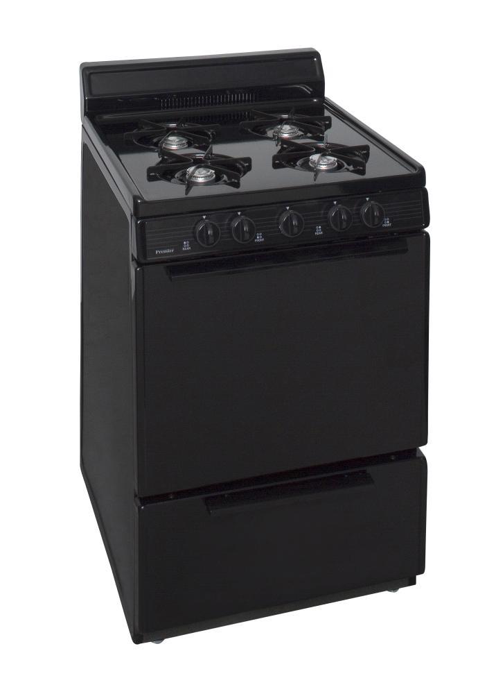 PREMIER BCK100BP 24 In. Freestanding Battery-generated Spark Ignition Gas Range In B...