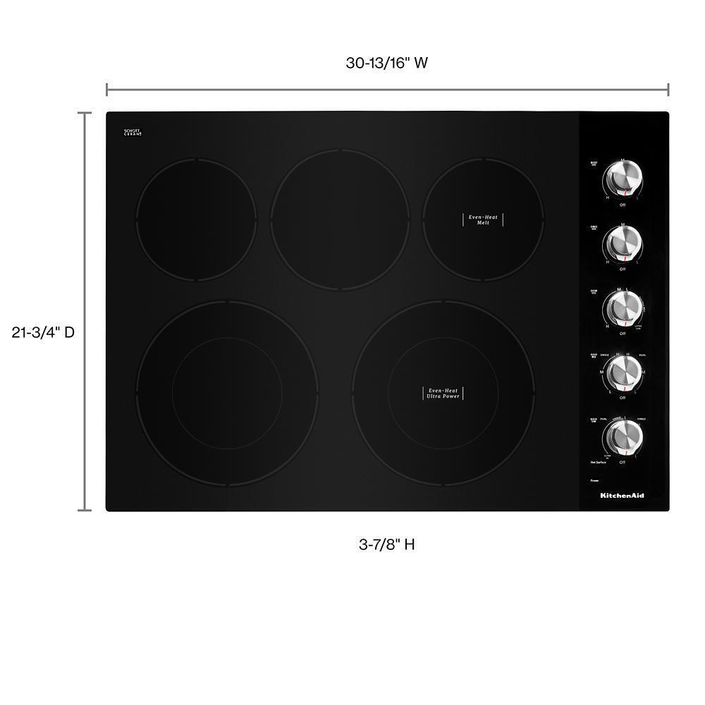 KITCHENAID KCES550HBL 30"" Electric Cooktop With 5 Elements and Knob Controls - Black
