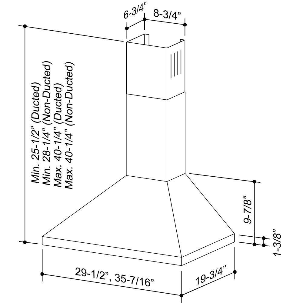 BROAN BW5036SSL Broan 36-inch Convertible European Style Wall-mounted Chimney RA...