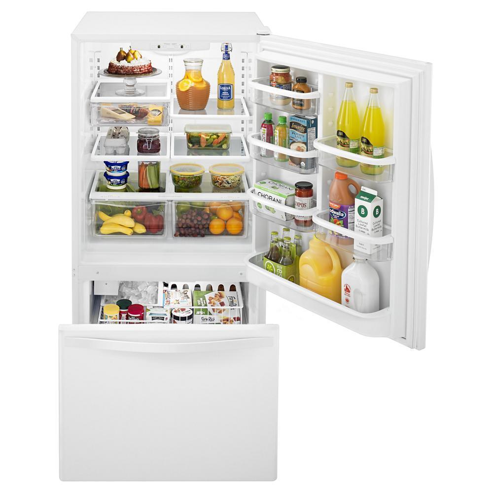 WHIRLPOOL WRB322DMBW White-on-white Whirlpool 22 Cu. Ft. Bottom-freezer Refrigerator ...