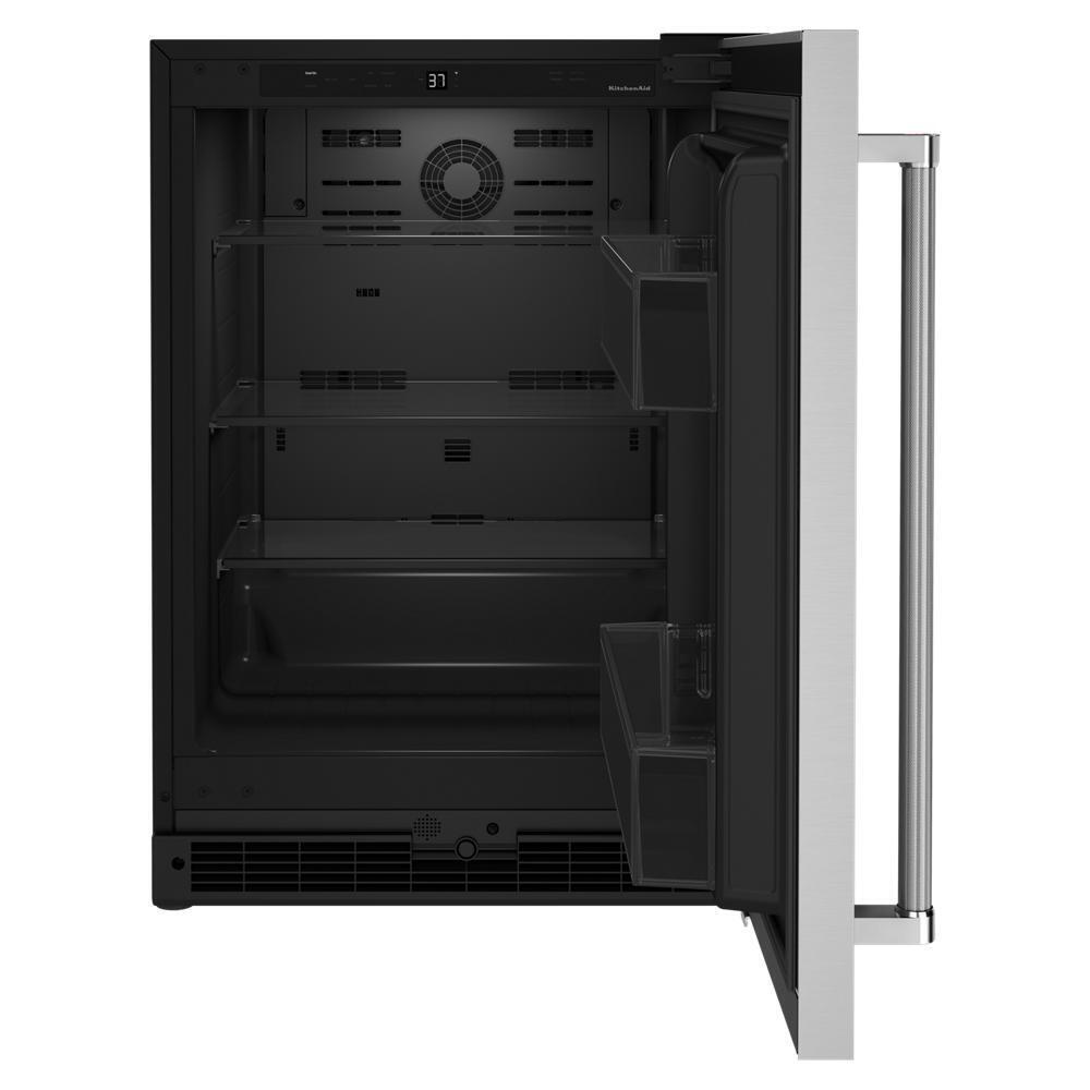 KITCHENAID KURR114KSB 24"" Undercounter Refrigerator With Stainless Steel Door - Black CAB...