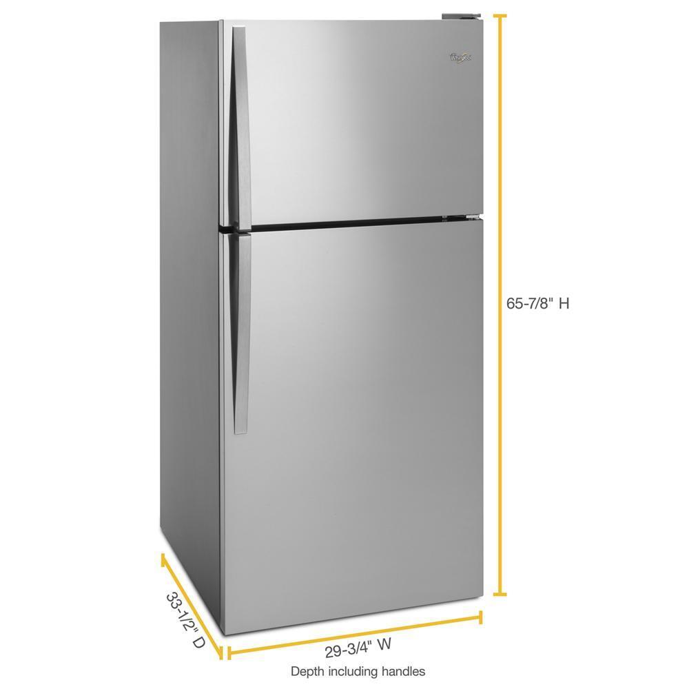 WHIRLPOOL WRT318FZDM Monochromatic Stainless Steel Whirlpool 30"" Wide Top-freezer REF...