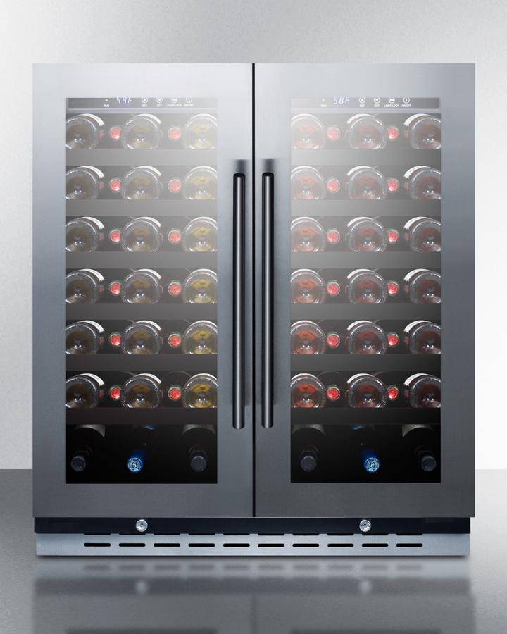 SUMMIT SWC3066B 30"" Wide Built-in Undercounter Dual Zone Wine Cellar With Seamless ...