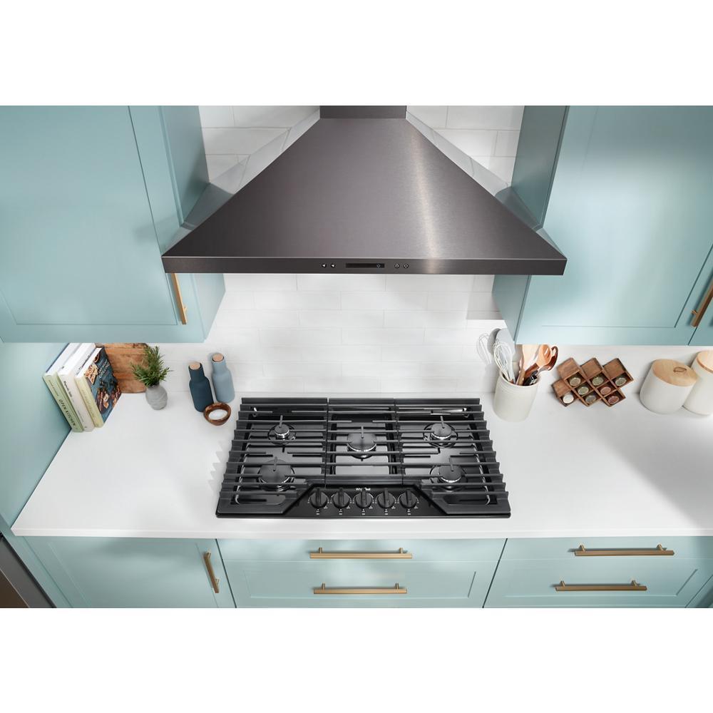 WHIRLPOOL WCGK5036PB 36-inch Gas Cooktop With Ez-2-lift Hinged Cast-iron Grates