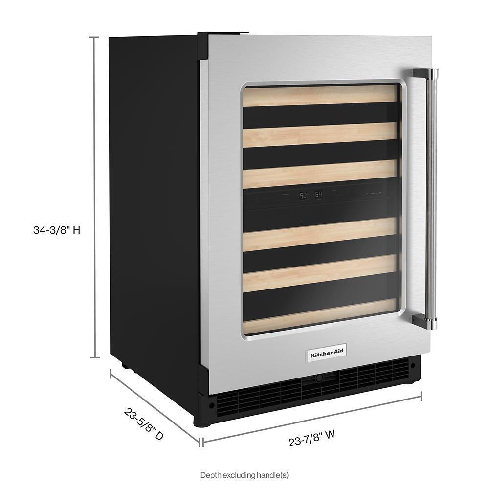 KITCHENAID KUWL214KSB 24"" Undercounter Wine Cellar With Glass Door and Wood-front Racks -...