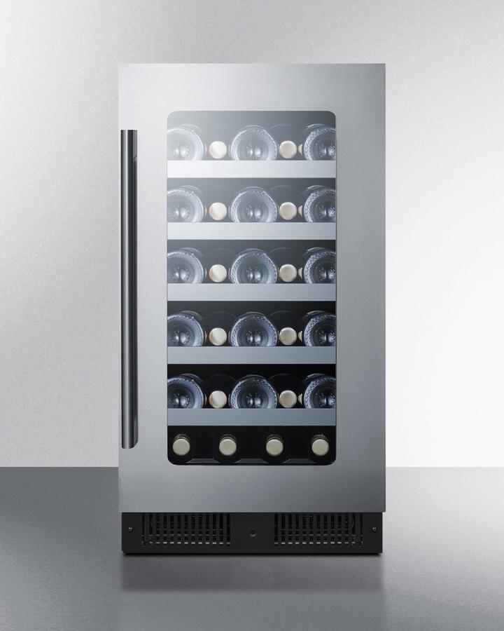 SUMMIT CL18WC 18"" Wide Built-in Wine Cellar With Seamless Stainless Steel TRIMMED...