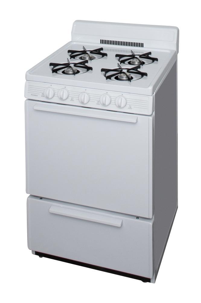 PREMIER BCK100OP 24 In. Freestanding Battery-generated Spark Ignition Gas Range In W...