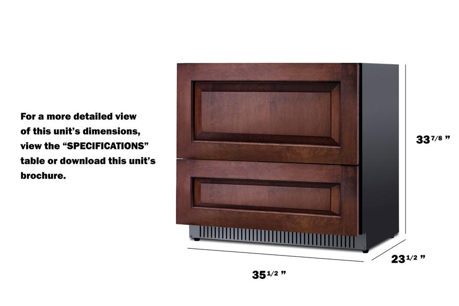 SUMMIT SPR36332DPNR Summit 36"" Wide 2-drawer All-refrigerator (panels Not Included)