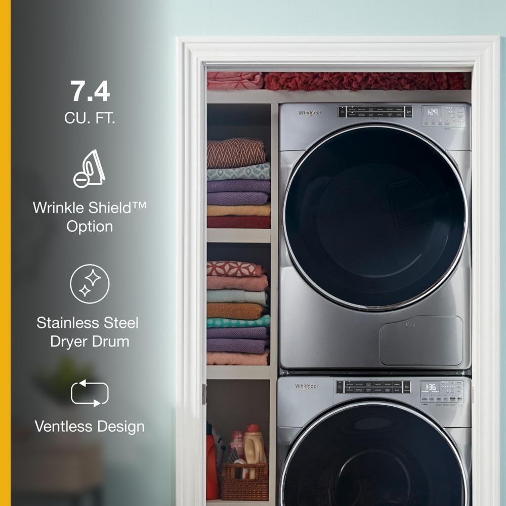 WHIRLPOOL WHD862CHC Whirlpool 7.4 CU.FT Closet Depth Front Load Heat Pump Dryer WITH...