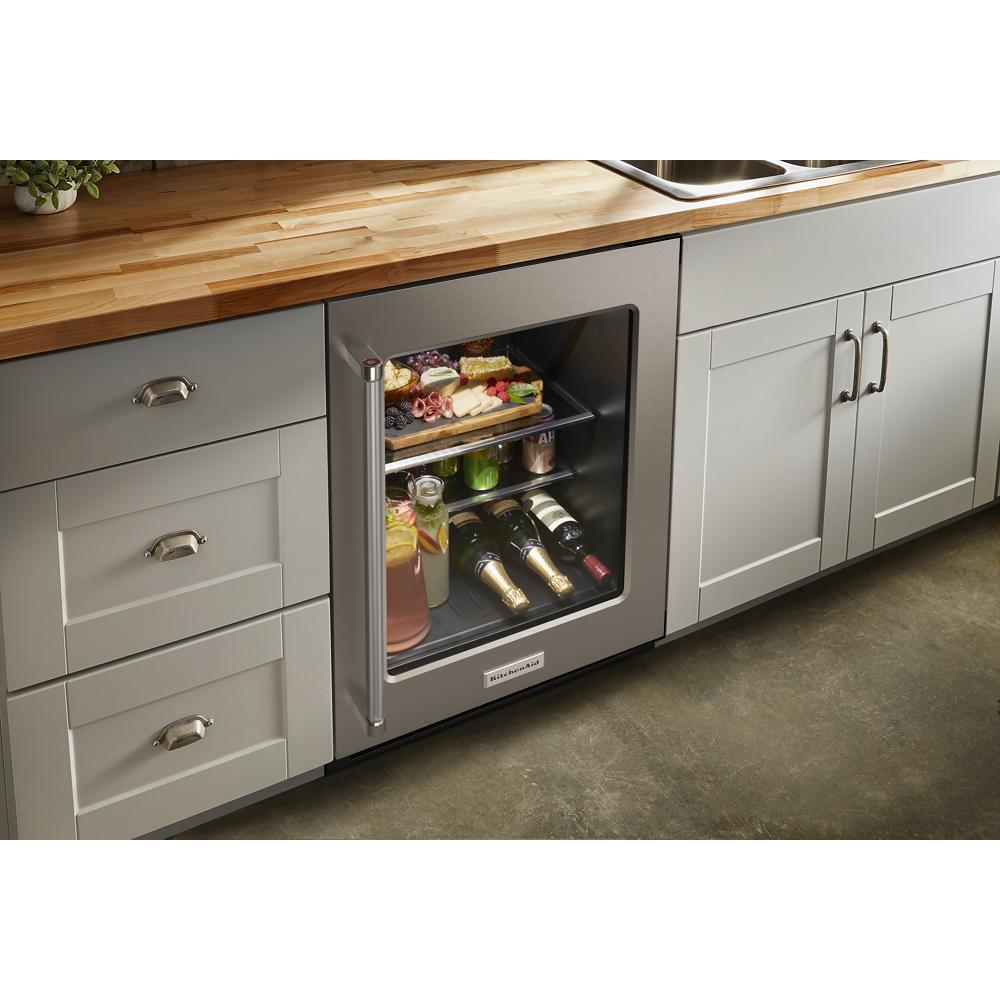 KITCHENAID KURR314KSS 24"" Undercounter Refrigerator With Glass Door and Shelves With META...