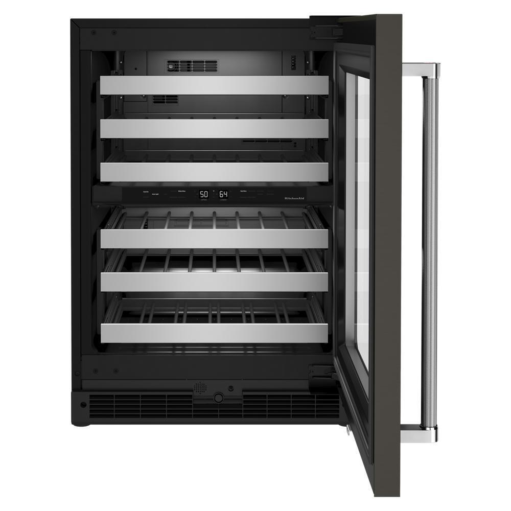 KITCHENAID KUWR314KBS 24"" Undercounter Wine Cellar With Glass Door and Metal-front Racks ...
